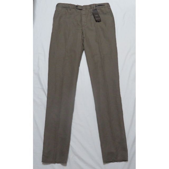 □新品【PT01(伊)】極上ドレスパンツ 麻×コットン茶52(L~XL)SLIM