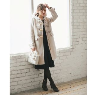 トッコクローゼット(TOCCO closet)の大人の可愛さを堪能できる取り外し可能なファー付きりぼん装飾ロングダッフルコート(ダッフルコート)