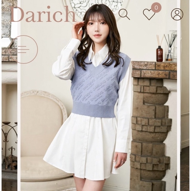 Darich(ダーリッチ)のダーリッチ　オブリークロゴシャツニットワンピース レディースのワンピース(ミニワンピース)の商品写真