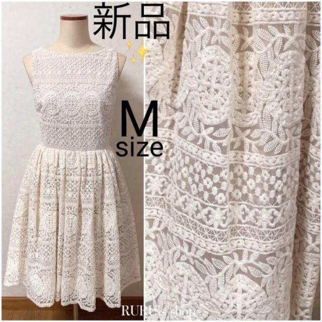 新品 alice+olivia オーガンジーレース 刺繍 ワンピース ドレス 【送料