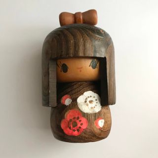 昭和レトロ　創作こけし　童女　工芸品　木　人形　古道具　三平こけし　山中三平(彫刻/オブジェ)