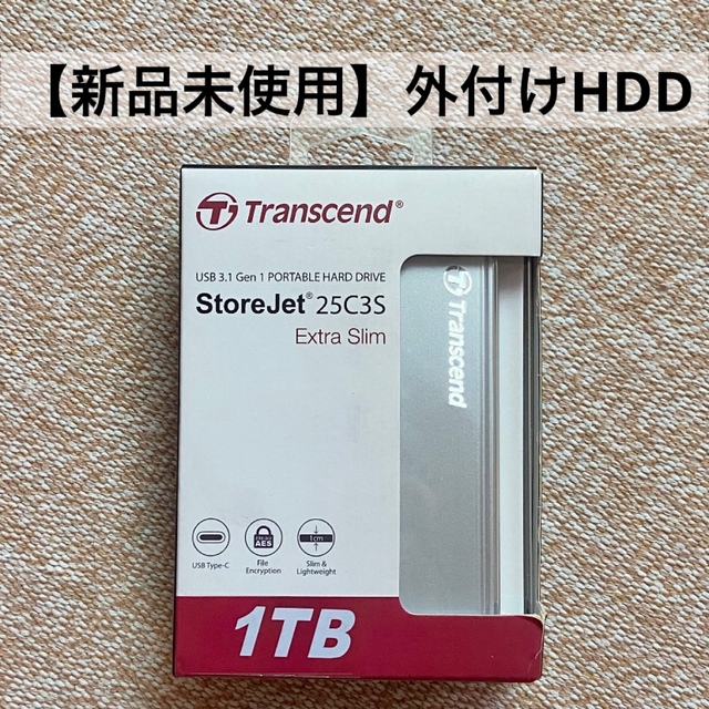 Transcend(トランセンド)の【超美品】Transcend® USB 3.1 HARD DRIVE 1TB スマホ/家電/カメラのPC/タブレット(PC周辺機器)の商品写真