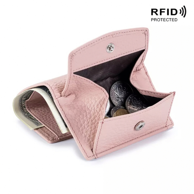 2021新作モデル 三ツ折リ財布 コンパクトウォレット キャッシュレス レザー ミニ ピンク ecousarecycling.com
