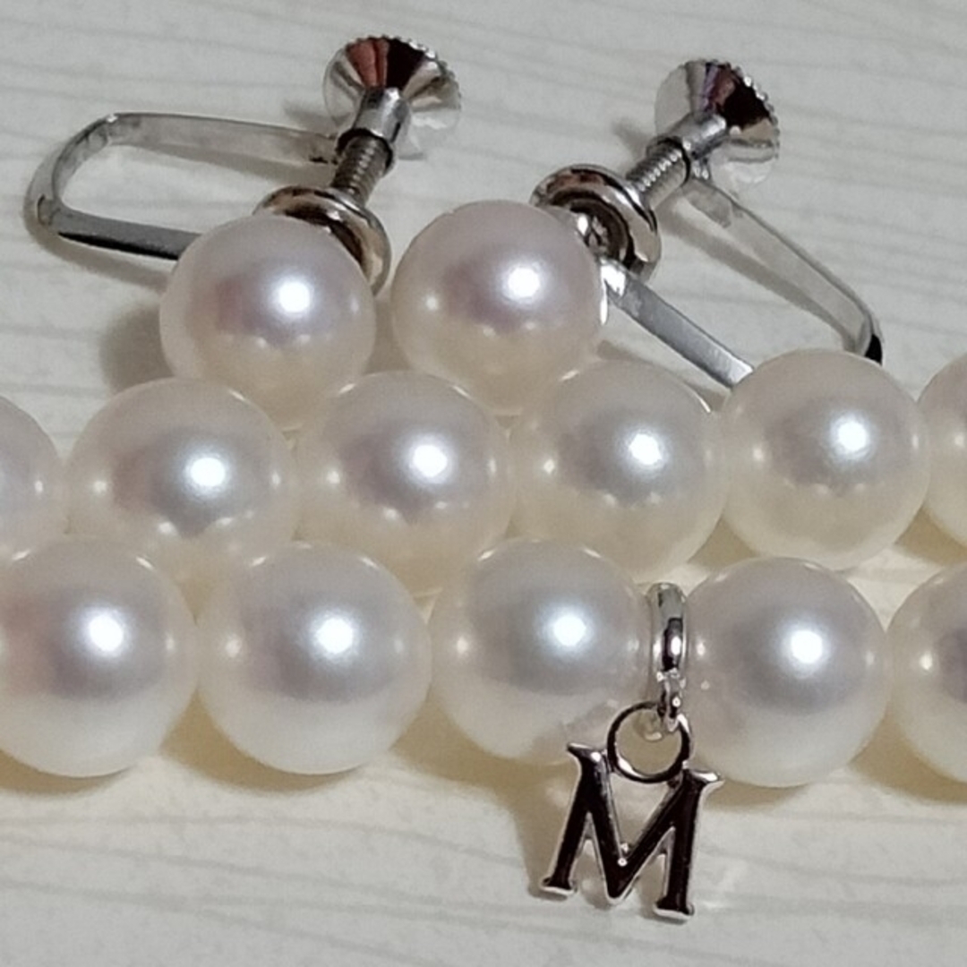 （美品）ミキモト　MIKIMOTO パールネックレス K18 WG × ブラックパール×ダイヤ×グリーンガーネット　8520