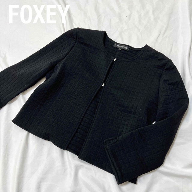 フォクシー　FOXEY NEW YORK ノーカラージャケット　カーディガン