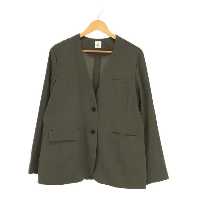 (ROKU) 【美品】 6(ROKU) ロク WOOL NO COLLAR JACKET ウール ノーカラー ジャケット 38  OLIVE レディースの通販 by KLDラクマ店※通常3営業日以内で発送｜ロクならラクマ