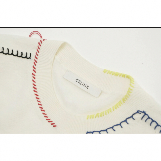 celine セリーヌ クルーネック ニット カラーステッチ ブラゾン XS www