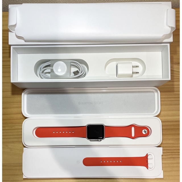 Apple Watch Sport 38mm シルバーケース/オレンジとブラック