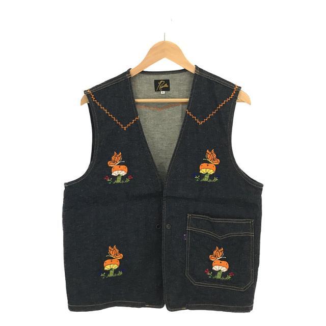 Needles(ニードルス)の【新品】  Needles / ニードルス | 2022SS | EDIFICE 取扱い P&M EMB. VEST - 10.5OZ C/L/PU DENIM 刺繍 デニム ベスト | S | インディゴ | メンズ メンズのトップス(ベスト)の商品写真