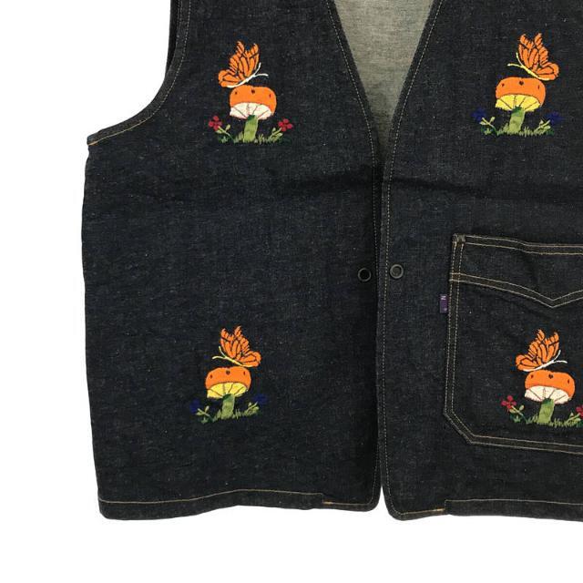 Needles(ニードルス)の【新品】  Needles / ニードルス | 2022SS | EDIFICE 取扱い P&M EMB. VEST - 10.5OZ C/L/PU DENIM 刺繍 デニム ベスト | S | インディゴ | メンズ メンズのトップス(ベスト)の商品写真