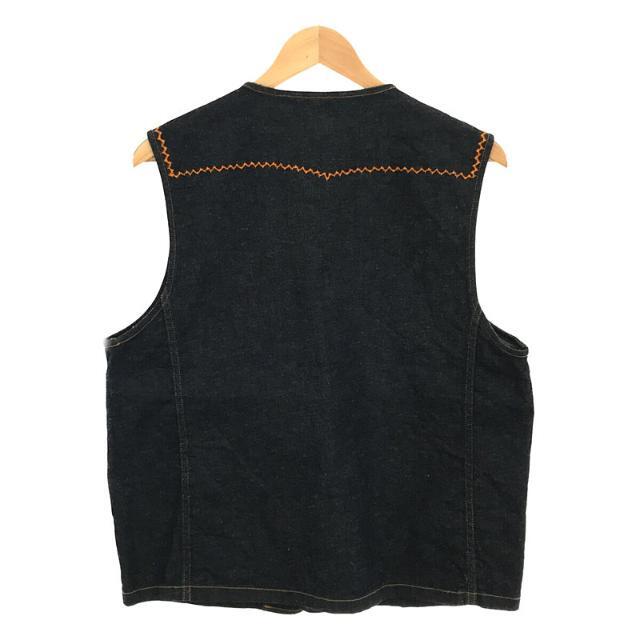 Needles(ニードルス)の【新品】  Needles / ニードルス | 2022SS | EDIFICE 取扱い P&M EMB. VEST - 10.5OZ C/L/PU DENIM 刺繍 デニム ベスト | S | インディゴ | メンズ メンズのトップス(ベスト)の商品写真