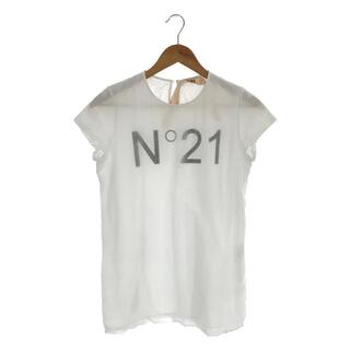 ヌメロヴェントゥーノ(N°21)のN°21 / ヌメロヴェントゥーノ | イタリア製 コットン ポリエステル フロント レイヤード ロゴ プリント Tシャツ | 38 | ホワイト | レディース(Tシャツ(半袖/袖なし))