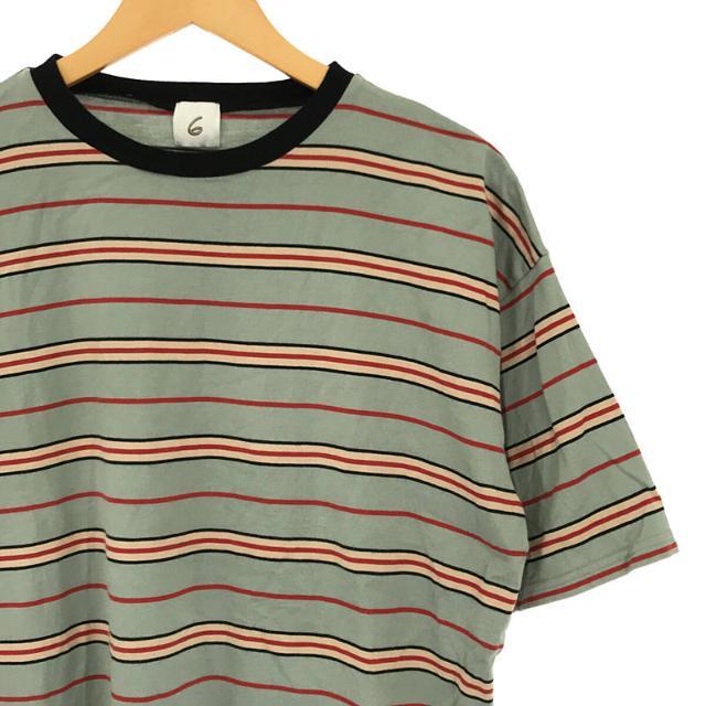 6 (ROKU)(ロク)の6(ROKU) / ロク | 2022SS | COTTON MULTI BORDER T-SHIRT コットン マルチボーダー Tシャツ | ブルー | レディース レディースのトップス(Tシャツ(半袖/袖なし))の商品写真