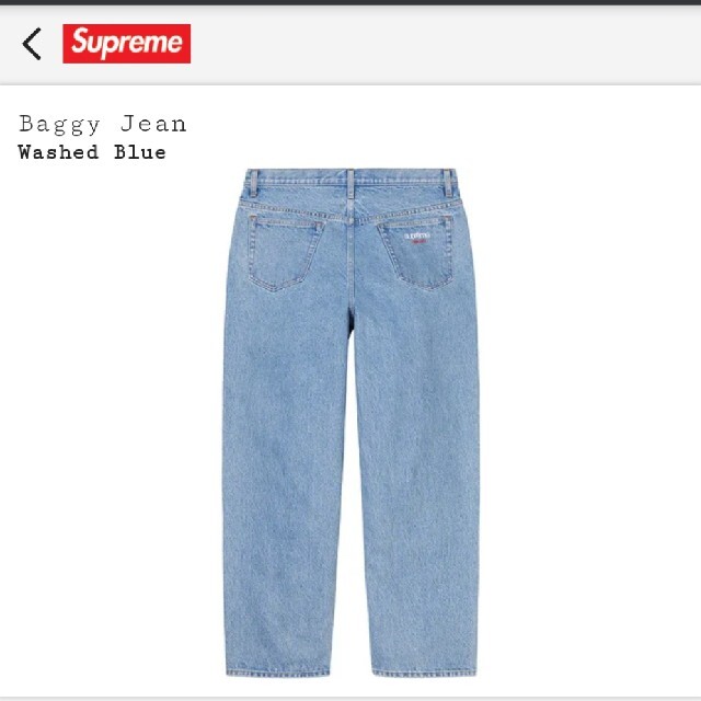 22AW Supreme Baggy Jean Washed Blue W32パンツ