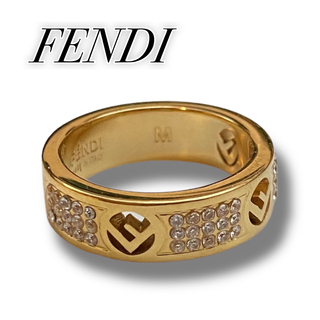 フェンディ(FENDI)の美品 FENDI フェンディ エフイズ ゴールド クリスタル リング(リング(指輪))