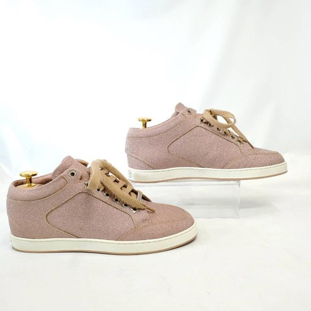 美品 JIMMY CHOO ジミーチュウ グリッター ダークピンク 37サイズ