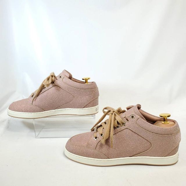 美品 JIMMY CHOO ジミーチュウ グリッター ダークピンク 37サイズ