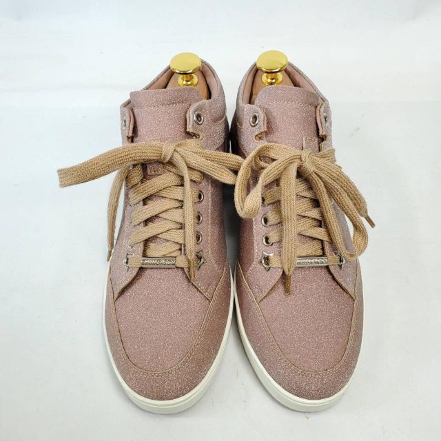美品 JIMMY CHOO ジミーチュウ グリッター ダークピンク 37サイズ