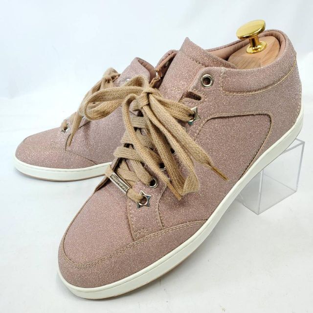 美品 JIMMY CHOO ジミーチュウ グリッター ダークピンク 37サイズ