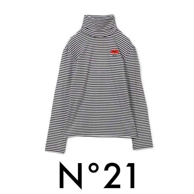 お見舞い N°21 ヌメロヴェントゥーノ ロゴ入 薄手 ボーダー カットソー