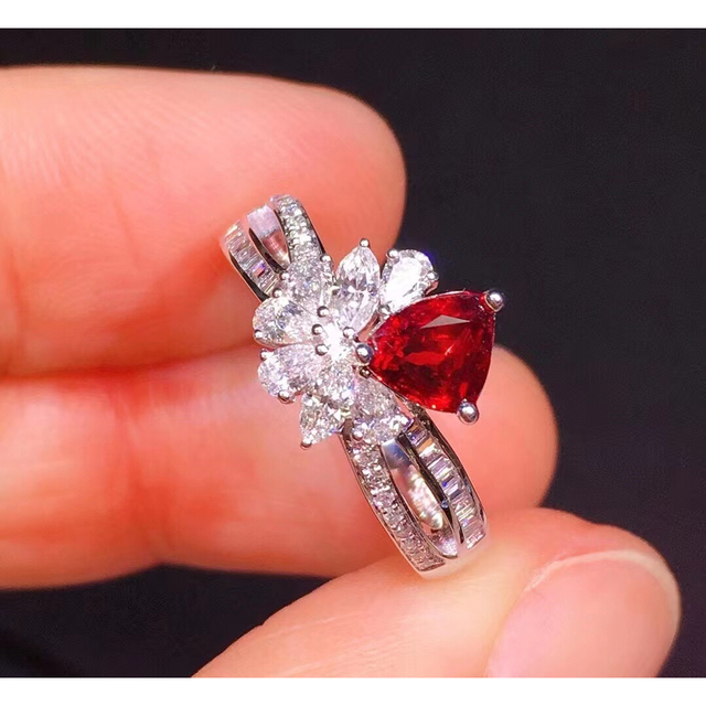 贅沢品 ⭐天然 ルビー 1.01ct k18 リング ダイヤモンド リング(指輪