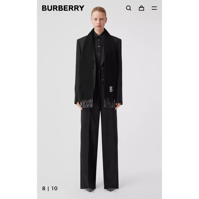 BURBERRY(バーバリー)のリバーシブル クリスタル モノグラムモチーフ カシミアスカーフ　バーバリー レディースのファッション小物(マフラー/ショール)の商品写真