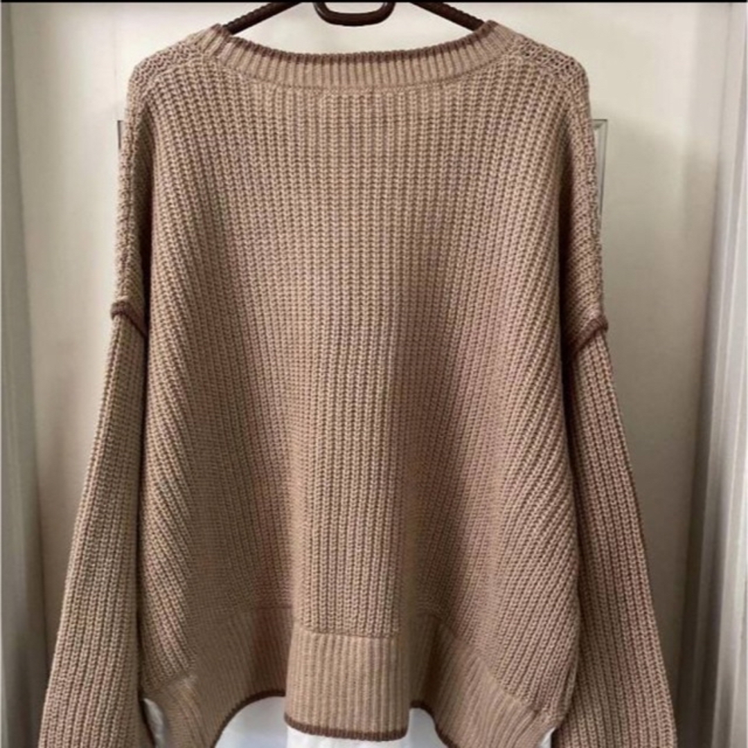 重ね着風ドッキングセーター&シャツ大きいサイズ４Ｌ新品未使用 レディースのトップス(ニット/セーター)の商品写真