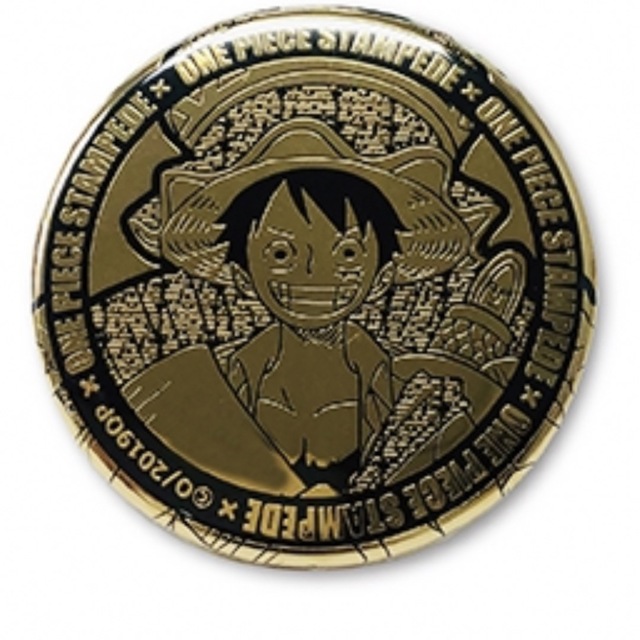 ONE PIECE ワンピース　トレジャー缶バッジ　海賊万博編 金ぴか ルフィ エンタメ/ホビーのアニメグッズ(バッジ/ピンバッジ)の商品写真