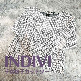 インディヴィ(INDIVI)のINDIVI / 千鳥格子カットソー(カットソー(長袖/七分))