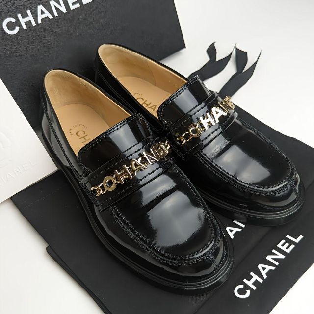 未使用同様美品♥CHANELシャネルロゴ完売ローファー パンプス36.5C