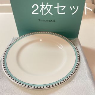 ティファニー(Tiffany & Co.)の【2枚セット】ティファニー　プラチナブルーバンド　デザートプレート(食器)