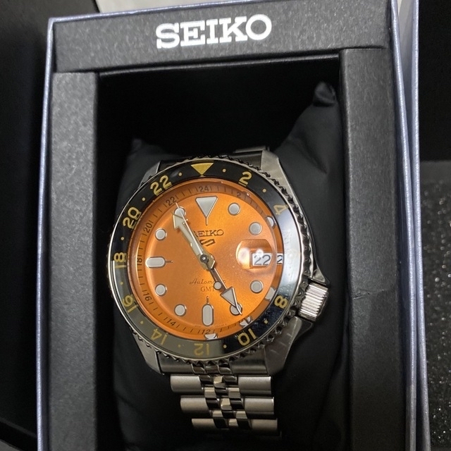 格安即決 SEIKO 5 SSK005K1 オレンジ 自動巻き メンズ腕時計 GMT econet.bi