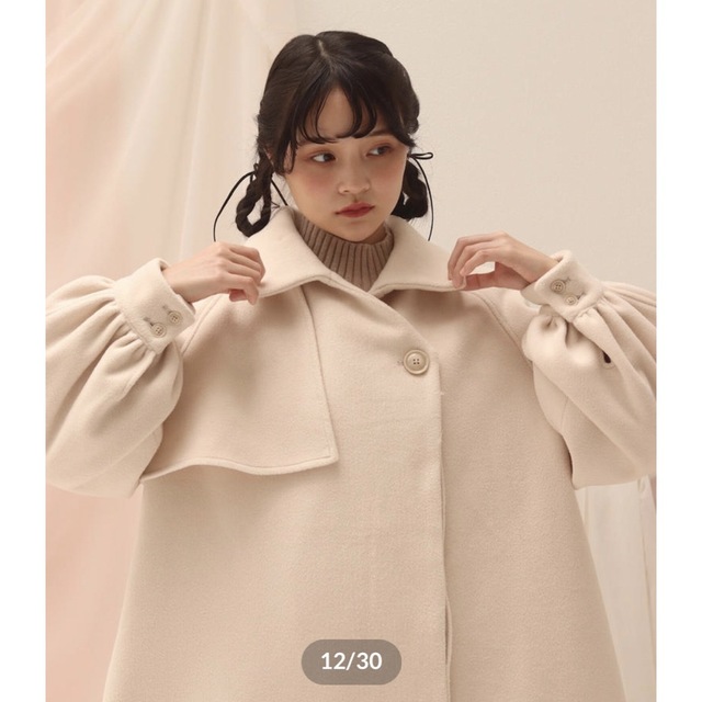 muguet stand collar long coat IVORY