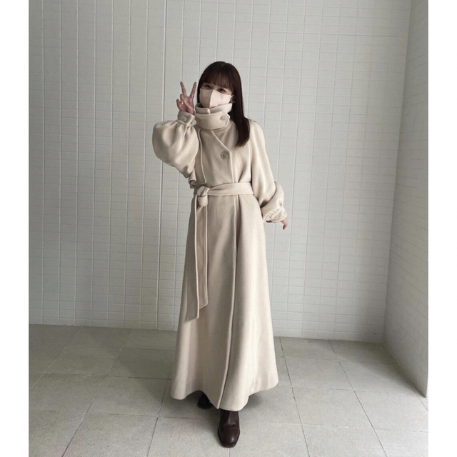 muguet stand collar long coat IVORY