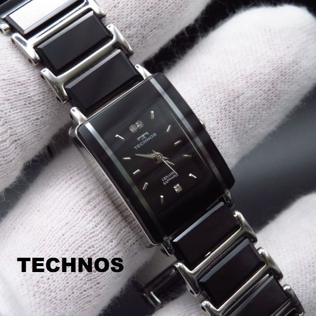 TECHNOS(テクノス)のTECHNOS 腕時計 セラミック サファイア 3P ブラック レディースのファッション小物(腕時計)の商品写真