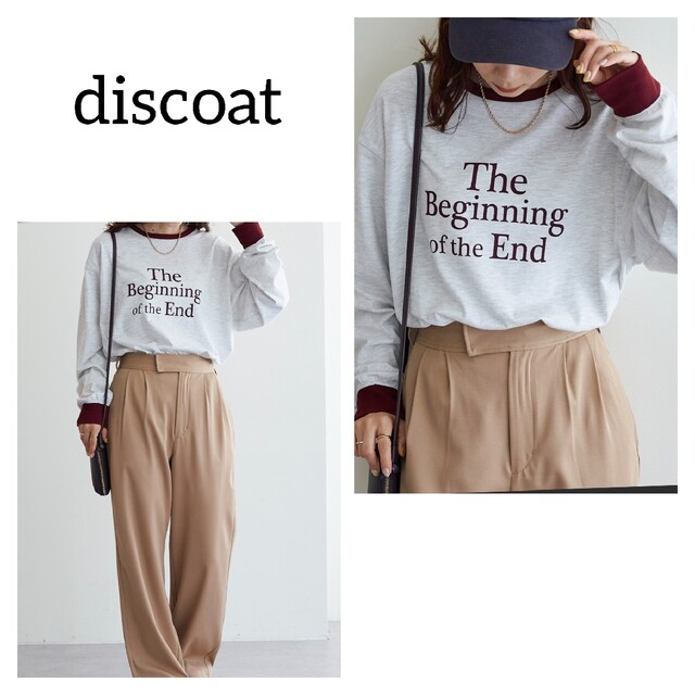 Discoat(ディスコート)の新品 discoat アソートロゴリンガーロングTシャツ トップス長袖レディース レディースのトップス(Tシャツ(長袖/七分))の商品写真