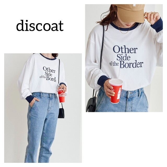 Discoat(ディスコート)の新品 discoat アソートロゴリンガーロングTシャツ トップス長袖レディース レディースのトップス(Tシャツ(長袖/七分))の商品写真