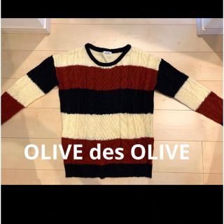 オリーブデオリーブ(OLIVEdesOLIVE)のOLIVE des OLIVE  ニット ボーダー ボルドー ブラック M(ニット/セーター)