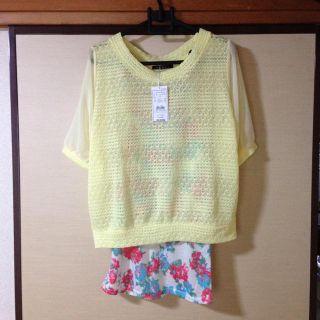 イング(INGNI)の袖シフォン 花柄タンクトップSET(Tシャツ(長袖/七分))