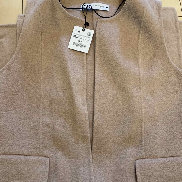 ZARA(ザラ)の新品 ZARA ウールブレンドロングベスト XS〜S レディースのトップス(ベスト/ジレ)の商品写真