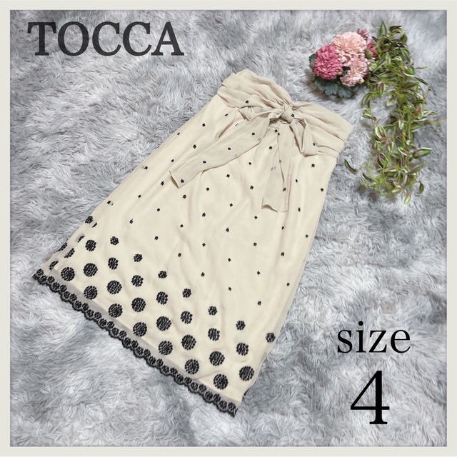 TOCCA/トッカ/ワンピース/チューブトップ/刺繍/ベージュ/リボン/L相当