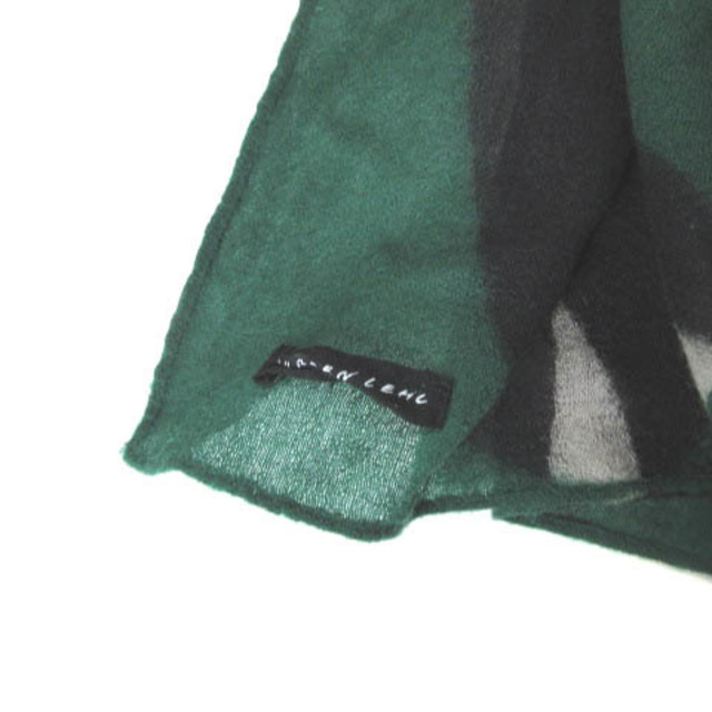 Jurgen Lehl(ヨーガンレール)のヨーガンレール ストール ショール 大判 アニマル柄 猫柄 緑 黒 レディースのファッション小物(ストール/パシュミナ)の商品写真