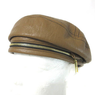 カシラ(CA4LA)のカシラ フェイクレザー ベレー帽 ハット 帽子 ジップ ブラウン 茶(ハンチング/ベレー帽)