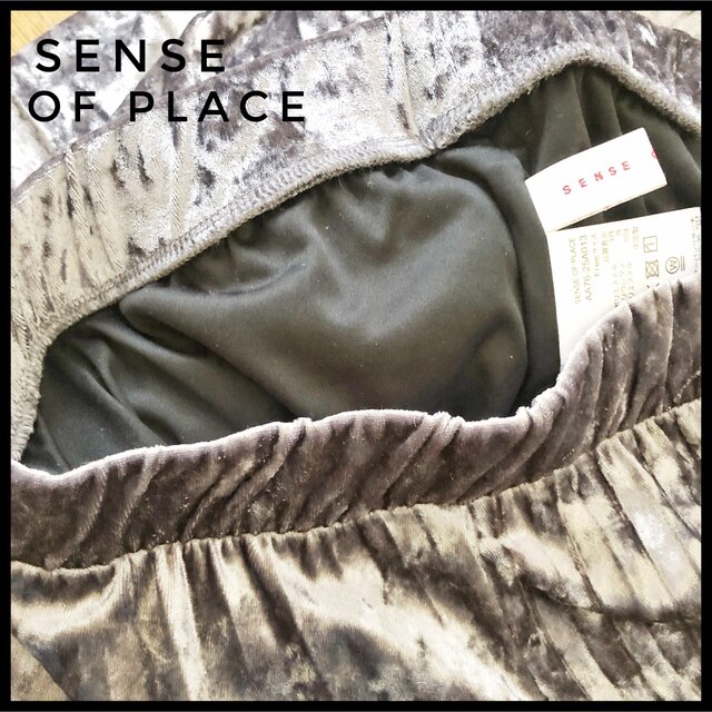 SENSE OF PLACE by URBAN RESEARCH(センスオブプレイスバイアーバンリサーチ)の極美品♡センスオブプレイス　プリーツスカート　シルバーグレー　ベロア レディースのスカート(ロングスカート)の商品写真