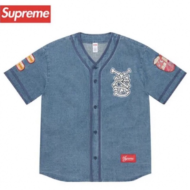 Supreme Patches Denim Baseball Jersey