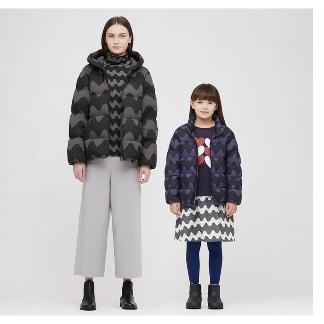 marimekko(マリメッコ)のマリメッコ　ユニクロ　ダウン　140 新品未使用 キッズ/ベビー/マタニティのキッズ服女の子用(90cm~)(コート)の商品写真