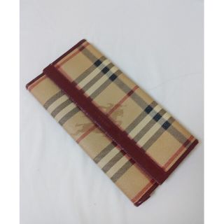 バーバリー(BURBERRY)のBURBERRY (バーバリー) 長財布 ノバチェック ホース pvc 赤(財布)