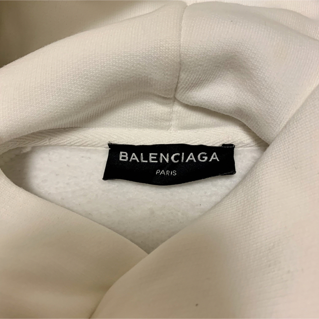 Balenciaga(バレンシアガ)のバレンシアガ　ロゴ　パーカー　フーディ　ホワイト　Ｍ　ユニセックス　美品 メンズのトップス(パーカー)の商品写真