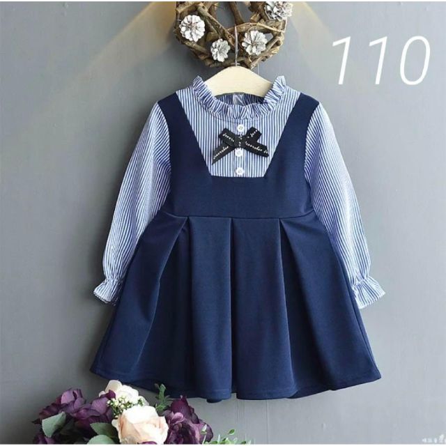 キッズワンピース　フォーマル　蝶結び　入学式用 女の子服　110 キッズ/ベビー/マタニティのキッズ服女の子用(90cm~)(ワンピース)の商品写真