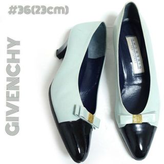 ジバンシィ(GIVENCHY)のジバンシー■ロゴ金具リボン　バイカラーレザーパンプス　36/23　 ジバンシィ (ハイヒール/パンプス)